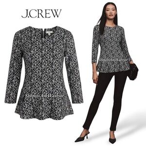 J.Crew black lace 3/4 sleeve peplum top *shop@iamwarrior